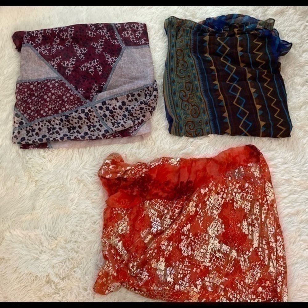 3 piece large infinity scarves lot